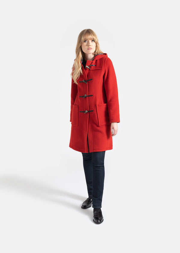 Women's Slim Fit Duffle Coat Red